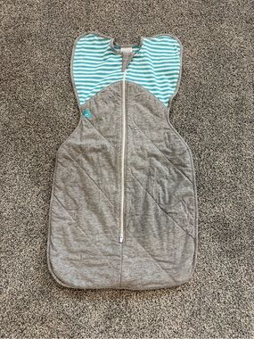 Love to dream Gray Sleep Sack with Teal Striped Shoulders
